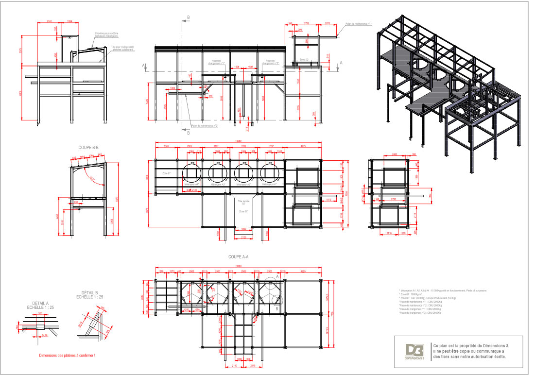 Plan général structure rehausse de bâtiment