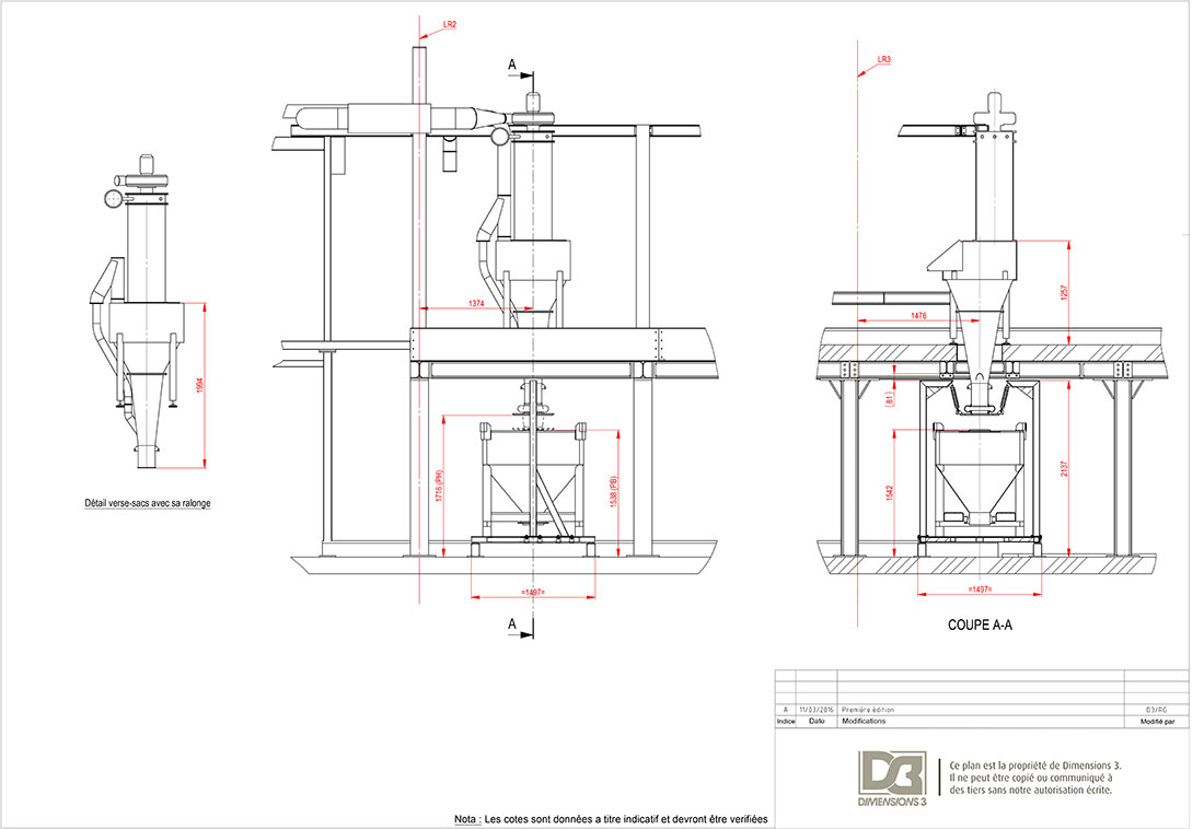 Plan ensemble poste de pesée container