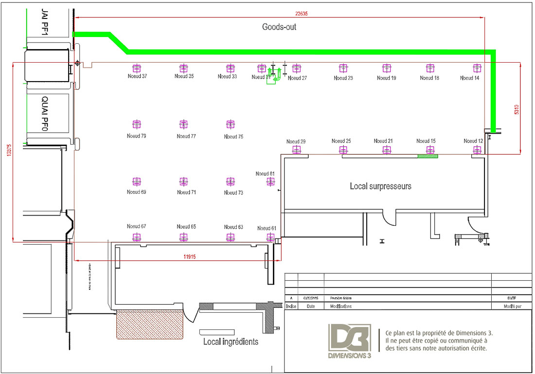 Plan implantation pieds de poteaux