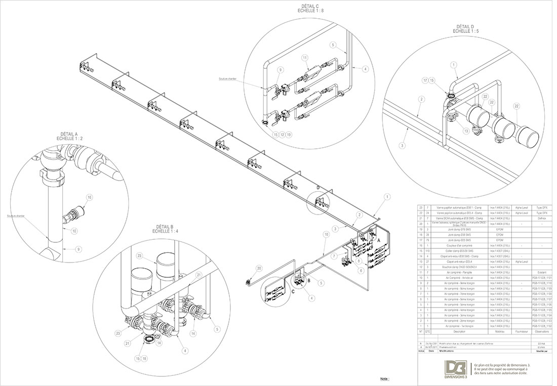 Plan ensemble réseau air comprimé