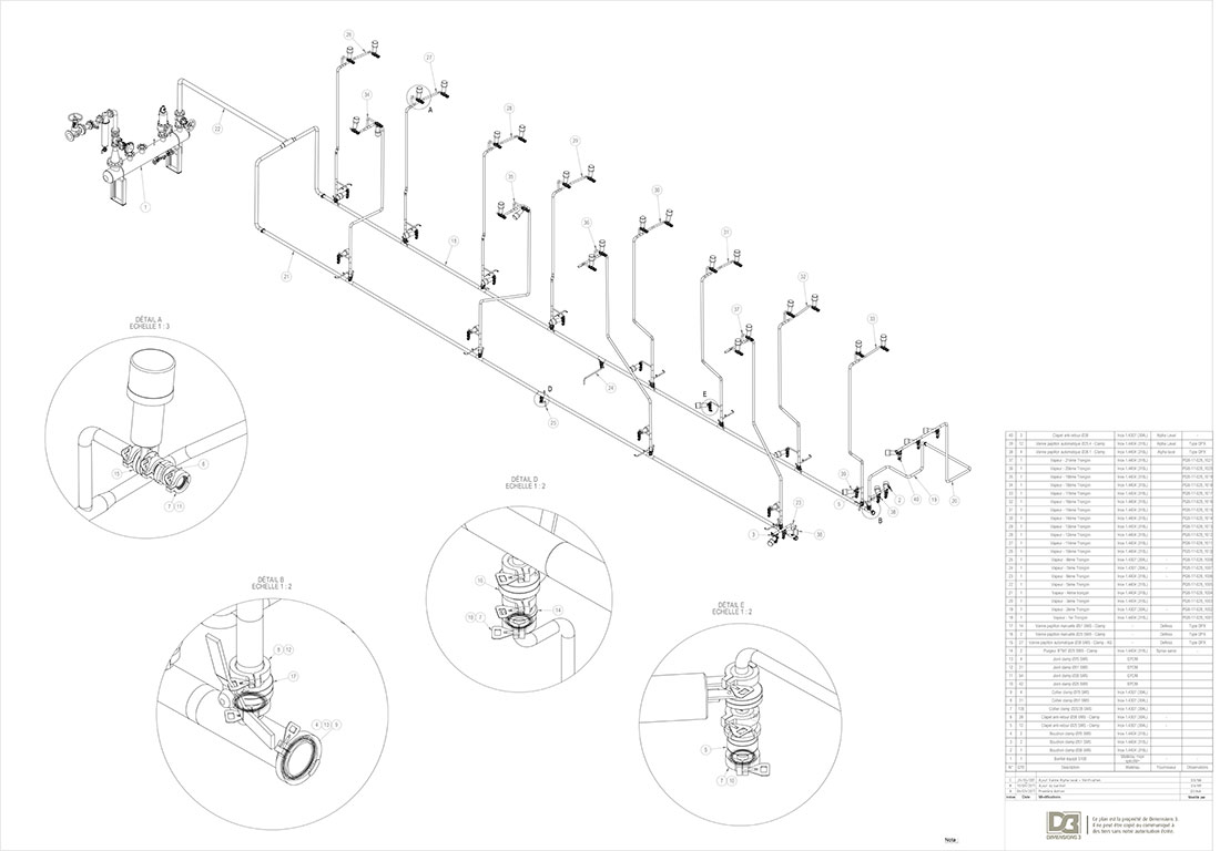 Plan ensemble réseau vapeur