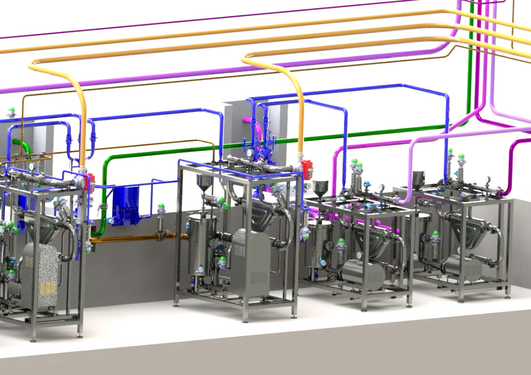 Vue 3D skids de pompage en fosse technique