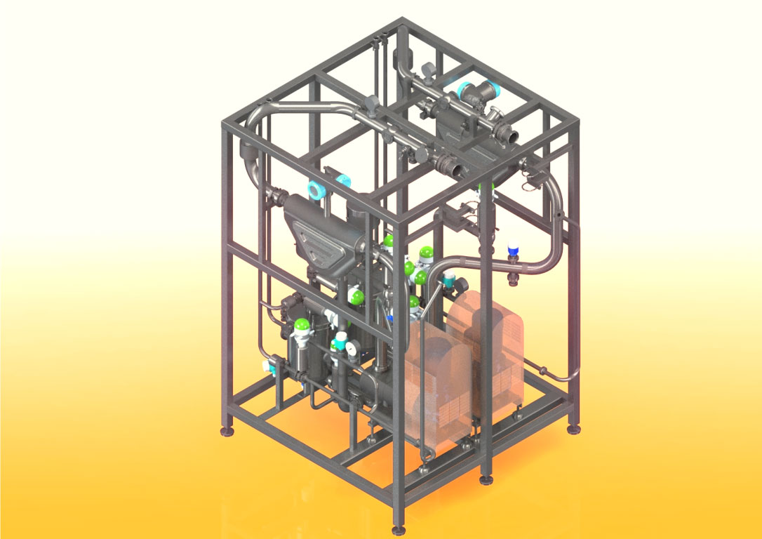 Vue 3D skid dégazeur