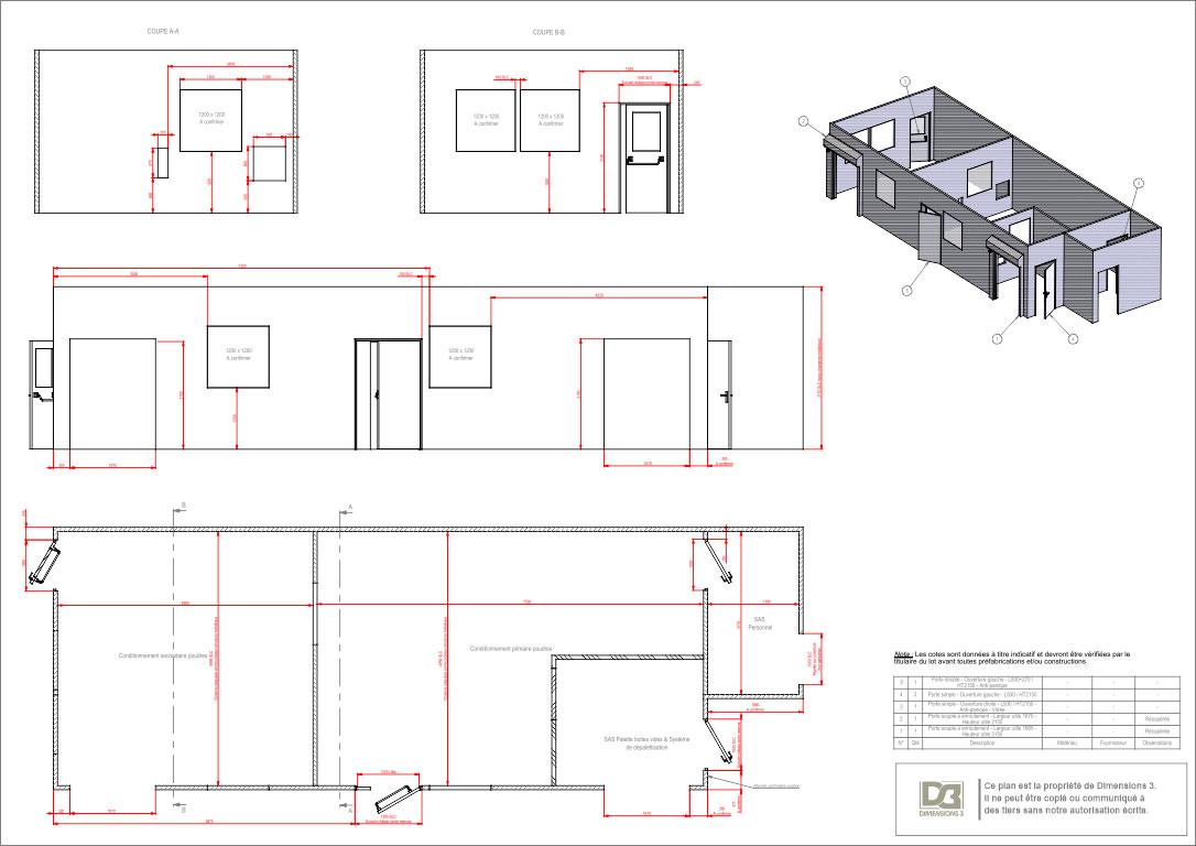 Plan cotation hall de conditionnement