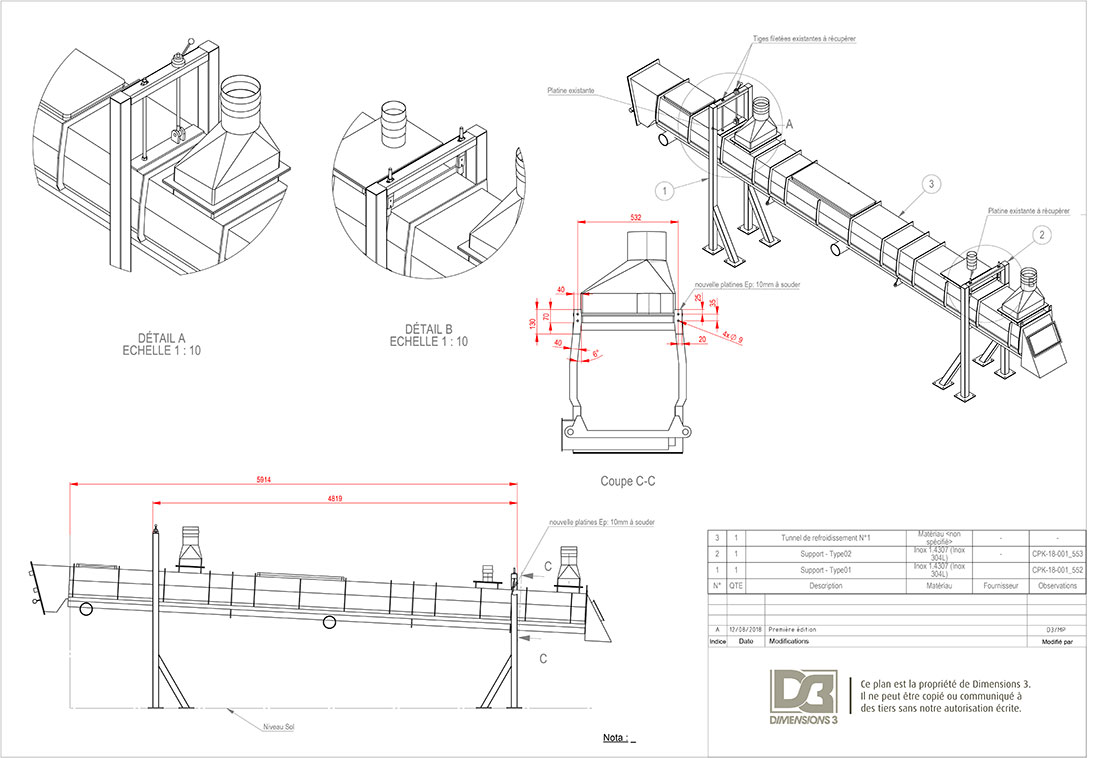 Plan général tunnel refroidissement
